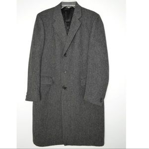 Vintage Men’s Herringbone 100% Authentic Pure Wool Long Over-Coat